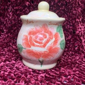 Maxcera Floral Collage ‘Love’ Rose Sugar Bowl with Lid - Replacement Dish EUC